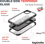 SAYONEYES iPhone 13 Pro Max Case with Built in Screen Protector, Military Shockproof Transparent Back 360° Full Body Protective Case for iPhone 13 Pro Max 6.7 Inch 2021 (Black)