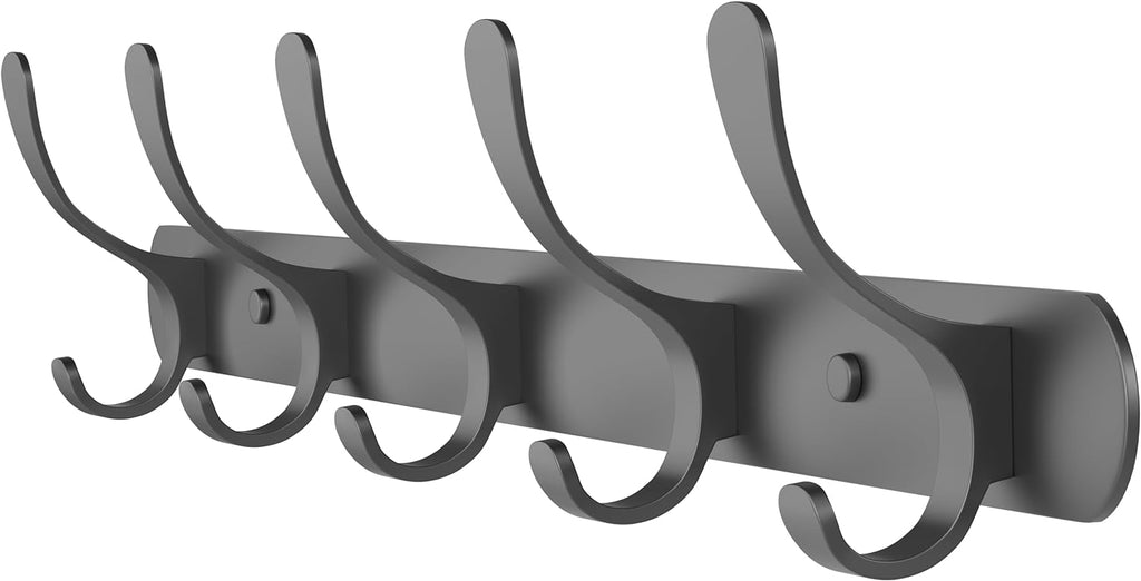 Black & Gold Wall Coat Rack – 6 Foldable Hooks, Modern Wall-Mounted For Towels & Hats