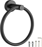 Sayoneyes Matte Black Towel Ring - Premium Quality SUS304 Stainless Steel Rust Proof Hand Towel Holder – Heavy Duty Round Towel Holder for Bathroom Wall Mounted
