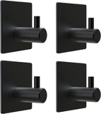 SAYONEYES Matte Black Adhesive Towel Hooks for Bathrooms SUS304 Stainless Steel Waterproof Wall Hooks with Strong Adhesive Tapes – 3M Towel Hooks for Bathroom, Bedrooms, Kitchen – 4 Pack