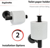 SAYONEYES Matte Black Toilet Paper Holder with Shelf – Premium Quality SUS304 Stainless Steel Waterproof Toilet Roll Holder Wall Mounted – Screw and Adhesive Toilet Tissue Holder for Bathroom