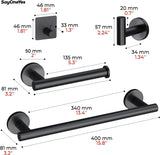 Sayoneyes 5 Pieces Matte Black Bathroom Hardware Set - Includes 16 Inch Towel Bar, Toilet Paper Holder, 3 Towel Hooks – SUS304 Stainless Steel Bathroom Accessory Set Wall Mounted