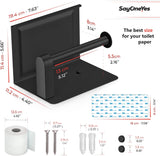 SAYONEYES Matte Black Toilet Paper Holder with Shelf – Premium Quality SUS304 Stainless Steel Waterproof Toilet Roll Holder Wall Mounted – Screw and Adhesive Toilet Tissue Holder for Bathroom