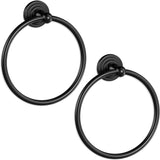 SAYONEYES Matte Black and Gold Towel Ring - Premium Quality SUS304 Stainless Steel Rust Proof Hand Towel Holder – Heavy Duty Round Towel Holder for Bathroom Wall Mounted
