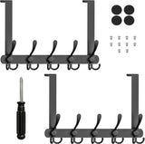 SAYONEYES Over The Door Hooks for Hanging Towels Coats Clothes with 6 Hooks - Heavy Duty SUS304 Stainless Steel Over The Door Towel Rack for Bedroom Closet and Bathroom (Silver)