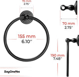 SAYONEYES Matte Black and Gold Towel Ring - Premium Quality SUS304 Stainless Steel Rust Proof Hand Towel Holder – Heavy Duty Round Towel Holder for Bathroom Wall Mounted