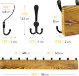 SAYONEYES Wood Coat Rack Wall Mount with 5 Tri Coat Hooks for Hanging – 17 Inch Heavy Duty Premium Solid Pine Wood – Wall Hooks Rack for Bathroom, Bedroom, Entryway (Brown)