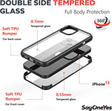 SAYONEYES iPhone 13 Pro Max Case with Built in Screen Protector, Military Shockproof Transparent Back 360° Full Body Protective Case for iPhone 13 Pro Max 6.7 Inch 2021 (Black)