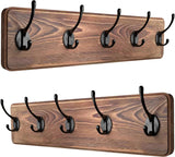 SAYONEYES Wood Coat Rack Wall Mount with 5 Tri Coat Hooks for Hanging – 17 Inch Heavy Duty Premium Solid Pine Wood – Wall Hooks Rack for Bathroom, Bedroom, Entryway (Brown)