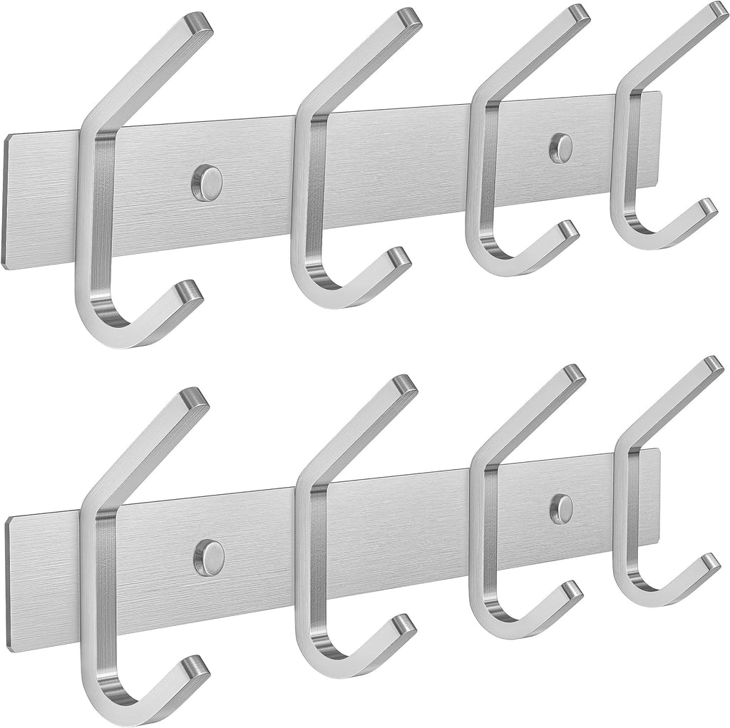 SAYONEYES Over The Door Hooks for Hanging Towels Coats Clothes with 5 Tri Hooks - Heavy Duty SUS304 Stainless Steel Over The Doo
