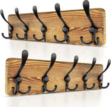 Sayoneyes Wooden Coat Rack Wall Mount with 5Tri Metal Coat Hooks for Hanging –17 Inch Heavy Duty Premium Solid Pine Wood